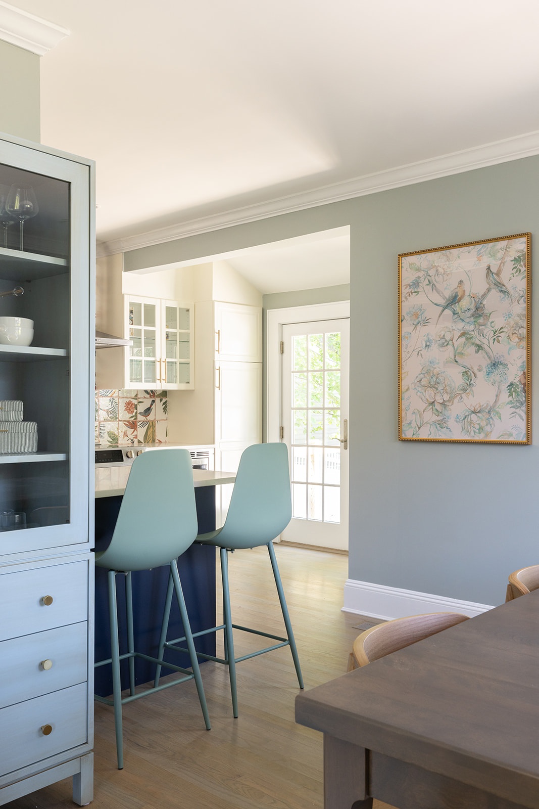 Northport Ny Blue Dining Room Cabinet With Bird Art